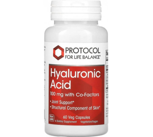 Гиалуроновая кислота Protocol for Life Balance Hyaluronic Acid 100 мг 60 вег капс