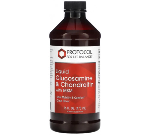 Глюкозамін і хондроїтин з МСM Protocol for Life Balance Liquid Glucosamine & Chondroitin with MSM 473 мл