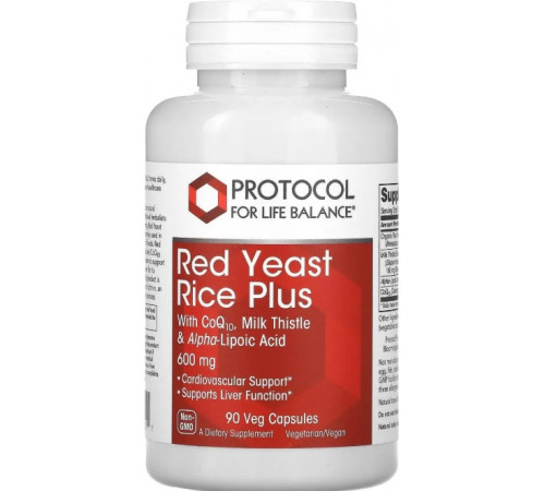 Червоний рис комплекс для печінки Protocol for Life Balance Red Yeast Rice Plus with CoQ10 90 капс