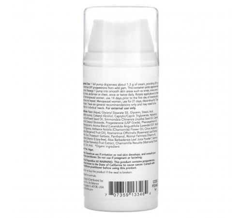 Крем для лица с прогестероном Protocol for Life Balance Progesterone From Wild Yam Balancing Skin Cream 85 г