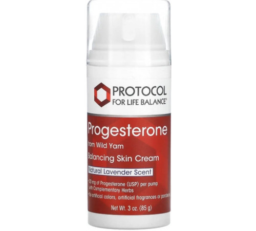 Крем для лица с прогестероном Protocol for Life Balance Progesterone From Wild Yam Balancing Skin Cream 85 г