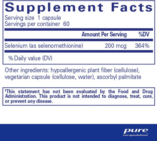 Селен (селенометіонін) Pure Encapsulations Selenium 60 капс