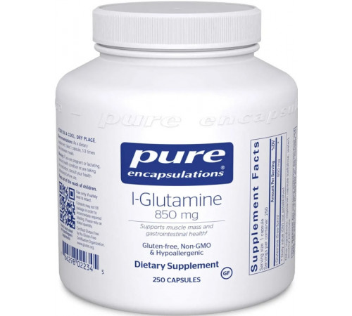 Амінокислота L-глютамін Pure Encapsulations l-Glutamine 850 мг 250 капс