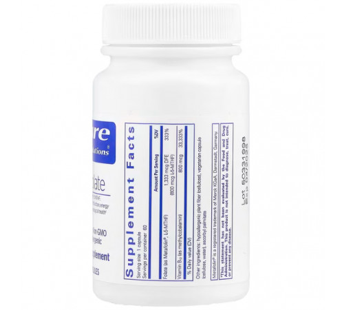 Вітамін B12 та Фолат Pure Encapsulations B12 and Folate 60 капс