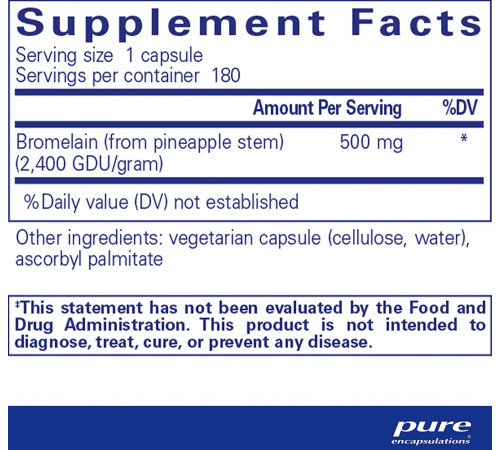 Бромелайн Pure Encapsulations Bromelain180 капс