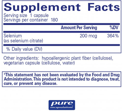 Селен (цитрат) Pure Encapsulations Selenium (citrate) 180 капс