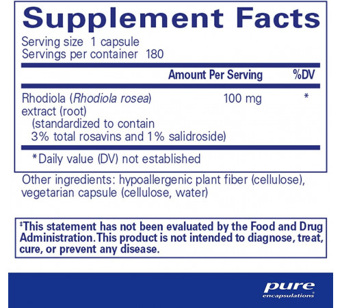 Родіола рожева  Pure Encapsulations Rhodiola Rosea 180 капс
