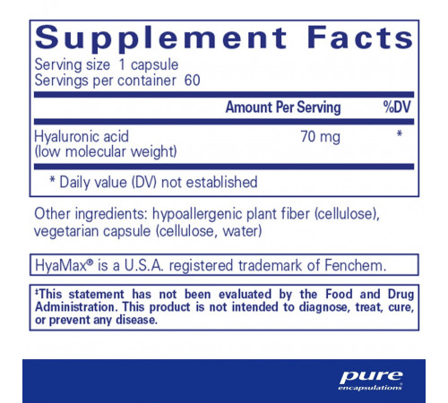 Гіалуронова кислота Pure Encapsulations Hyaluronic Acid 60 капс