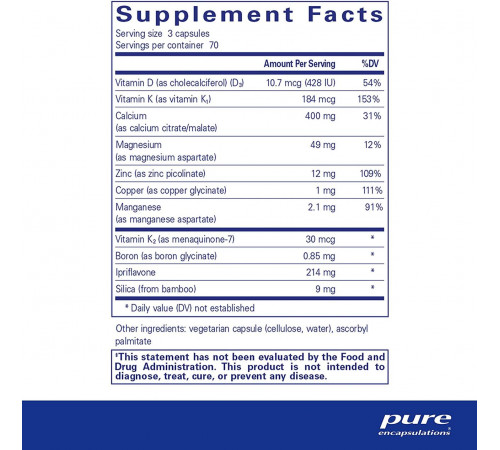Комплекс вітамінів та мінералів при остеопорозі Pure Encapsulations +CAL+ Ipriflavone 350 капс