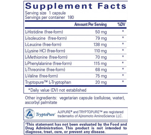 Комплекс амінокислот Pure Encapsulations Essential Aminos 180 капс