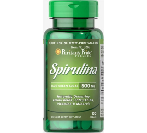 Спіруліна Puritan's Pride Spirulina 500 мг 100 таб