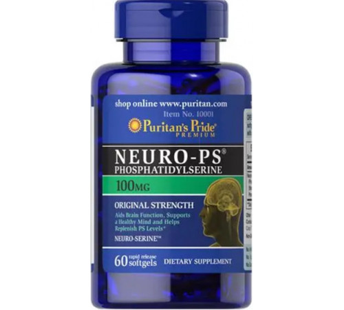 Фосфатидилсерин для роботи мозгу Puritan's Pride Neuro-PS100 мг 60 гел капс