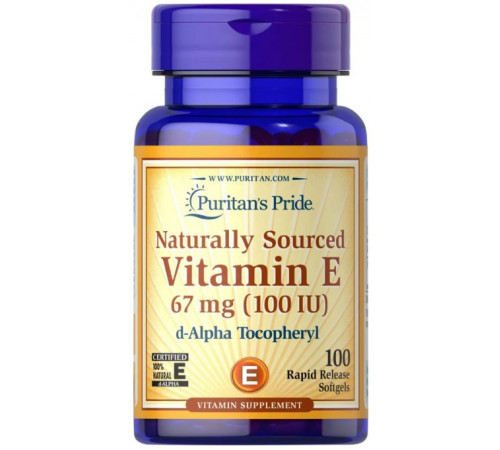Вітамін Е Puritan's Pride Natural Vitamin E 67 мг 100 капсул