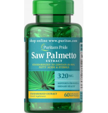 Со Пальметто для потенции Puritan's Pride Saw Palmetto 320 мг 60 гел капс