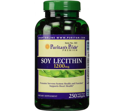 Соєвий лецетин Puritan's Pride Soy Lecithin 1200 мг 250 гел капс