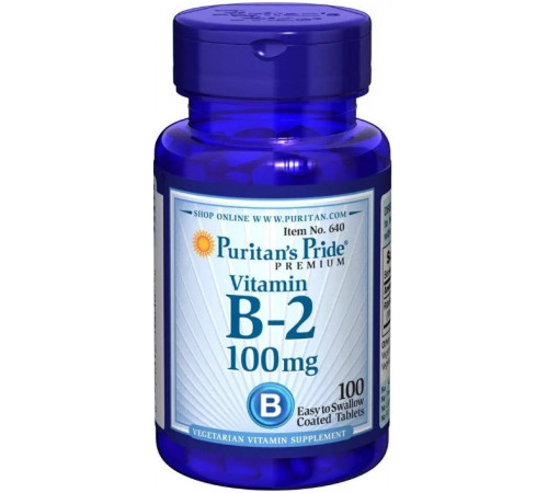 Вітамін В-2 (рибофлавін) Puritan's Pride Vitamin B-2 (Riboflavin) 100 мг 100 таб