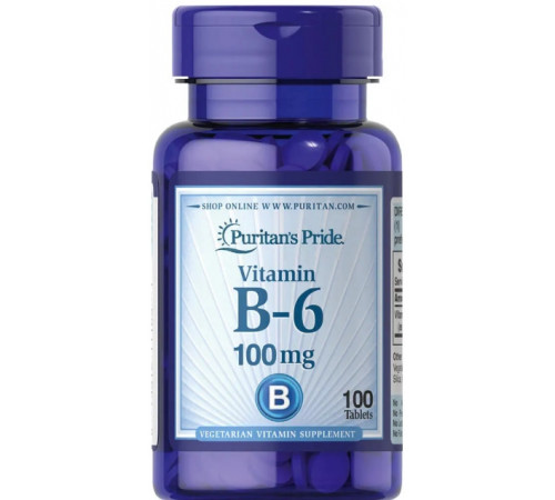 Вітамін В6 (Піридоксин) Puritans Pride Vitamin B-6 (Pyridoxine Hydrochloride) 100 мг 100 таб