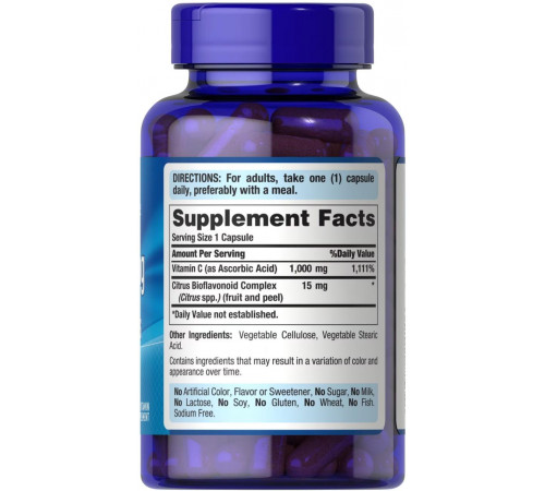 Вітамін С (аскорбінова кислота)  Puritan's Pride Vitamin C with Bioflavonoids 1000 мг 100 капс
