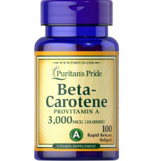 Бета каротин (вітамін А) Puritan's Pride Beta-Carotene 10,000 МЕ 100 гел капс