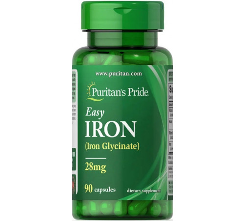 Залізо гліцинат Puritan's Pride Easy Iron (Glycinate) 28 мг 90 гел  капс