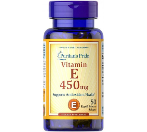 Вітамін Е Puritan's Pride Vitamin E 450 мг (1000 МЕ) 50 капс