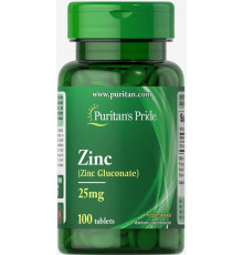 Цинк глюконат для імунітету Puritan's Pride Zinc 25 мг 100 таб