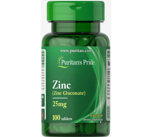 Цинк глюконат для імунітету Puritan's Pride Zinc 25 мг 100 таб