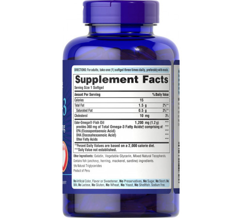 Омега-3 риб'ячий жир Puritan's Pride Omega-3 Fish Oil 1200 мг 100 капс