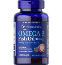 Омега-3 риб'ячий жир Puritan's Pride Omega-3 Fish Oil 1000 мг 300 мг 100 капс