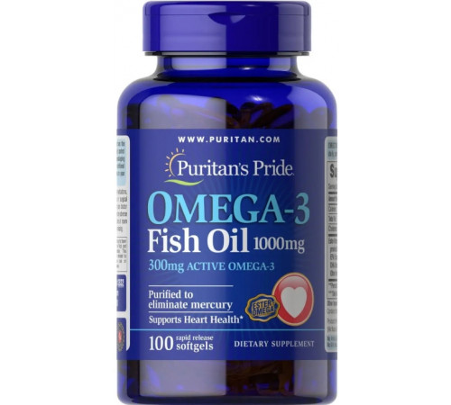 Омега-3 риб'ячий жир Puritan's Pride Omega-3 Fish Oil 1000 мг 300 мг 100 капс