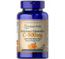 Вітамін С з шипшиною Puritan's Pride Vitamin C 500 мг 90 жев таб апельсин