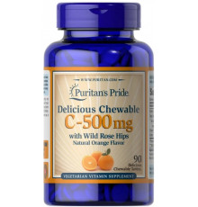 Вітамін С з шипшиною Puritan's Pride Vitamin C 500 мг 90 жев таб апельсин