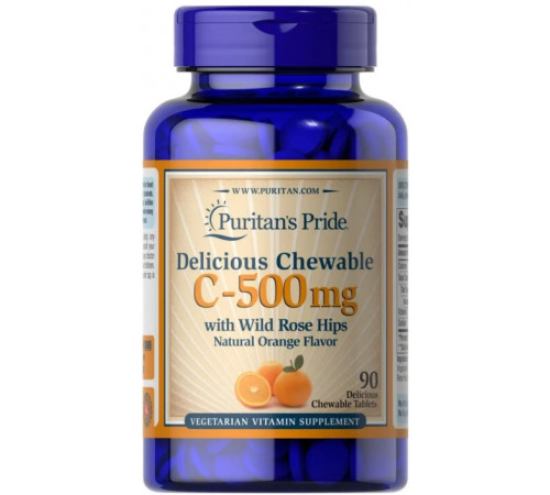 Витамин С с шиповником Puritan's Pride Vitamin C 500 мг 90 жев таб апельсин