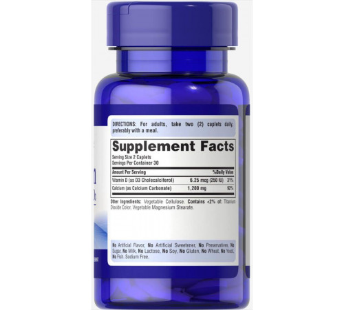 Кальцій карбонат + вітамін Д Puritan's PrideCalcium + Vitamin D 600 мг / 125 МЕ 60 табл