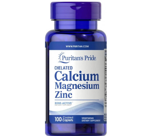 Кальцій магній цинк Puritan's Pride Chelated Calcium Magnesium Zinс 100 таб