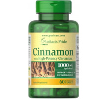 Кориця з хромом, Cinnamon, Puritan's Pride, 60 капсул