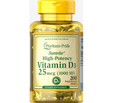 Витамин Д3 (холекальциферол) Puritan's Pride Vitamin D3 1000 МЕ 200 капс