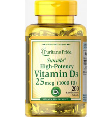 Вітамін Д3 (холекальциферол) Puritan's Pride Vitamin D3 1000 МЕ 200 капс