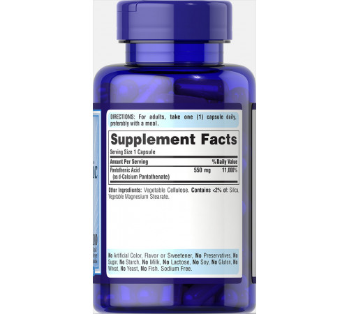 Пантотенова кислота (вітімін В5) Puritan's Pride Pantothenic Acid 550 мг 100 капс