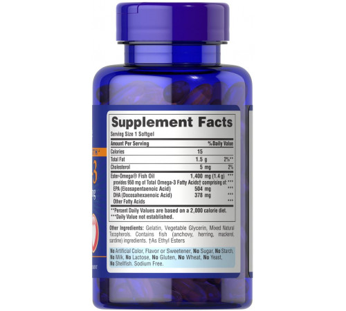 Омега-3 риб'ячий жир Puritan's Pride Omega-3 Fish Oil1400 мг 60 гел капс