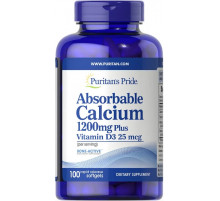 Кальций Д3 для костей Puritan's Pride  Absorbable Calcium with Vitamin D3 1200 мг/1000 МЕ 100 капс