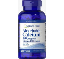 Кальций Д3 Puritan's Pride Absorbable Calcium with Vitamin D3 1200 мг/1000 МЕ 200 капс