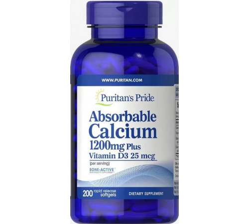 Кальций Д3 Puritan's Pride Absorbable Calcium with Vitamin D3 1200 мг/1000 МЕ 200 капс