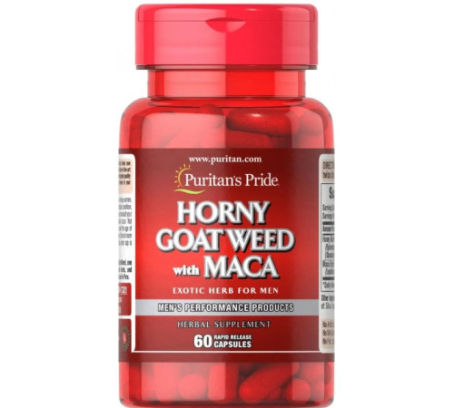 Горянка і Мака Puritan's Pride Horny Goat Weed with Maca 500 мг/75 мг 60 капс