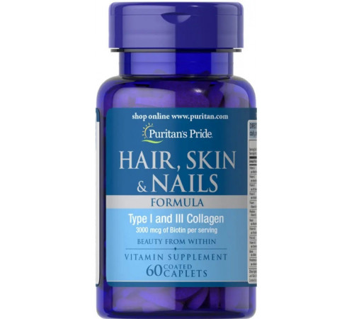 Вітаміни для волося шкіри та нігтів Puritan's Pride Hair Skin Nails Formula 60 таб