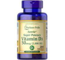 Витамин Д3 (хокальциферол) Puritan's Pride Vitamin D3 2000 МЕ 200 капс