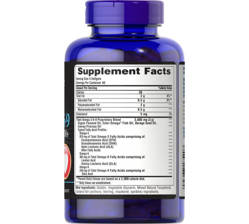 Омега 3-6-9 Puritan's Pride Triple Omega 3-6-9 120 капс
