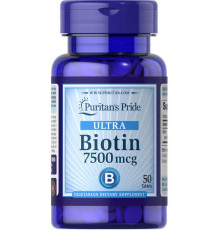 Біотин для укріплення волосся нігтів Puritan's Pride Biotin 7500 мкг 50 таб