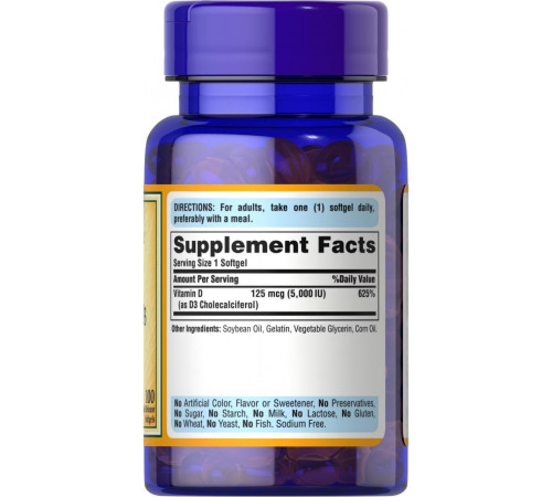 Вітамін Д3 Puritan's Pride Vitamin D3 5000 МЕ 100 капс