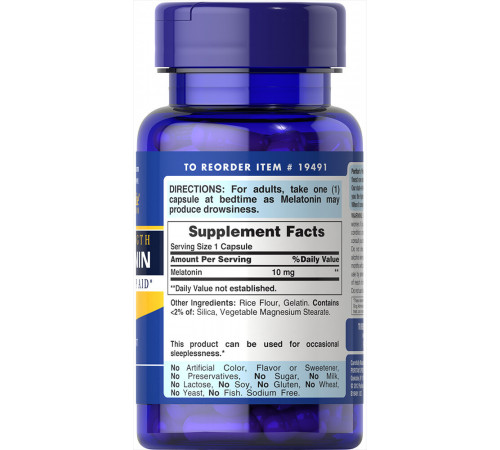 Мелатонін для покращення сну Puritan's Pride Melatonin 10 мг 60 капс
